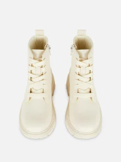 Bottes Et Bottes En Caoutchouc|Primark Bottes épaisses Zippées Sur Le Côté Crème