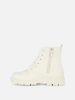 Bottes Et Bottes En Caoutchouc|Primark Bottes épaisses Zippées Sur Le Côté Crème