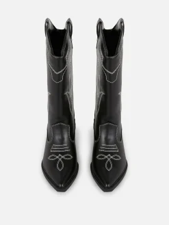 Bottes|Primark Bottes Santiags En Simili Cuir Noir/Blanc