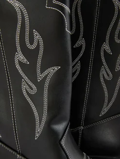 Bottes|Primark Bottes Santiags En Simili Cuir Noir/Blanc