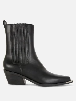 Bottes|Primark Bottes Santiags En Simili Cuir Noir