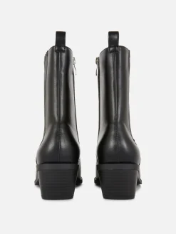 Bottes|Primark Bottes Santiags En Simili Cuir Noir