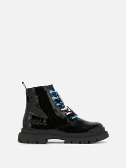 Bottes Et Bottes En Caoutchouc|Primark Bottes Vernies à Lacets Disney Stitch Noir