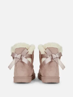 Bottes Et Bottes En Caoutchouc|Primark Bottines à Doublure Duveteuse Et Nœud Au Dos Rose