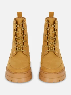 Bottes|Primark Bottines à Lacets Et Semelle En Gomme Beige