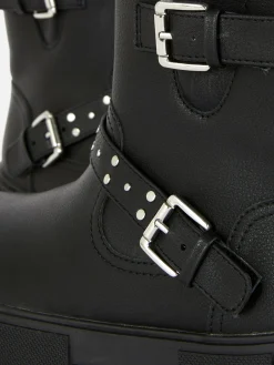 Bottes Et Bottes En Caoutchouc|Primark Bottines Avec Bride à Boucle Noir