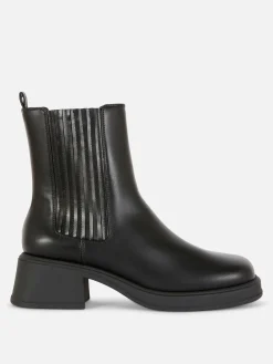 Bottes|Primark Bottines Chelsea à Talon Bloc Noir