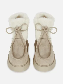 Bottes|Primark Bottines De Tablier En Fausse Fourrure Rita Ora Sable