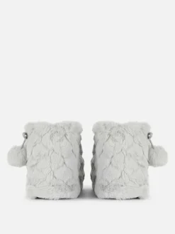 Chaussons|Primark Bottines Duveteuses à Pompons Gris