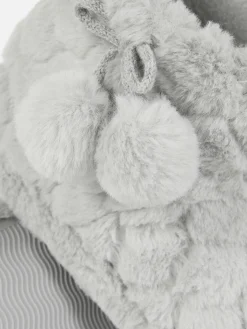 Chaussons|Primark Bottines Duveteuses à Pompons Gris