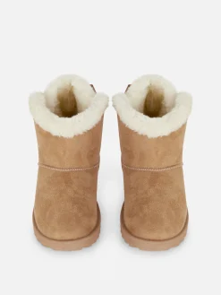 Bottes Et Bottes En Caoutchouc|Primark Bottines En Fausse Fourrure Avec Nœud Beige