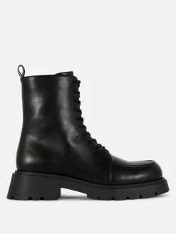 Bottes|Primark Bottines Lacées Avec Empiècement Sur L'embout Noir