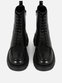 Bottes|Primark Bottines Lacées Avec Empiècement Sur L'embout Noir