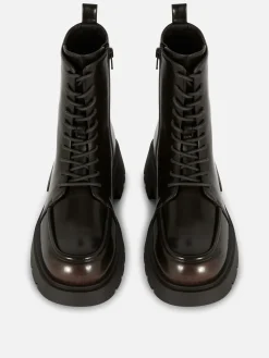 Bottes|Primark Bottines Lacées Avec Empiècement Sur L'embout Chocolat