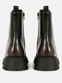 Bottes|Primark Bottines Lacées Avec Empiècement Sur L'embout Chocolat