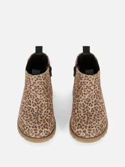 Bottes Et Bottes En Caoutchouc|Primark Bottines Zippées à Motif Léopard Fauve