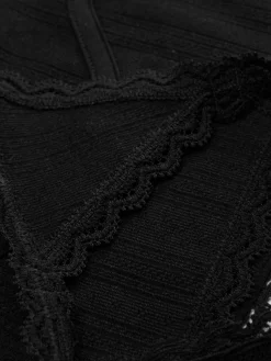 Ensembles Lingerie|Primark Brassière Longue Et String En Pointelle Sans Couture Noir