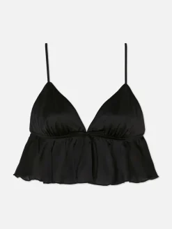 Soutiens-Gorge|Primark Brassière Triangle Volantée En Satin Noir