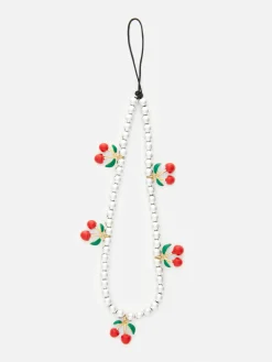 Coques De Téléphone|Primark Breloque De Téléphone Cerise à Perles Argent