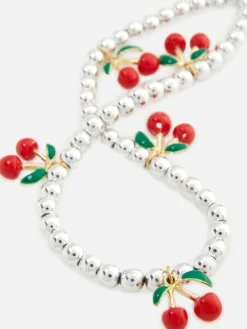 Coques De Téléphone|Primark Breloque De Téléphone Cerise à Perles Argent