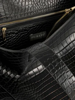 Sacs Et Porte-Monnaie|Primark Cabas Extra Large En Imitation Croco Noir