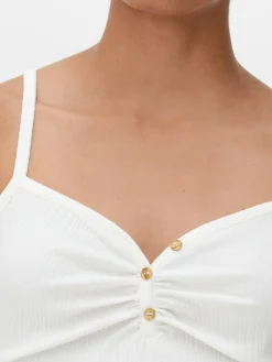 Hauts Et T-Shirts|Primark Caraco à Encolure Boutonnée Ivoire