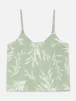 Hauts De Pyjama|Primark Caraco De Pyjama En Satin à Motif Feuilles Vert clair