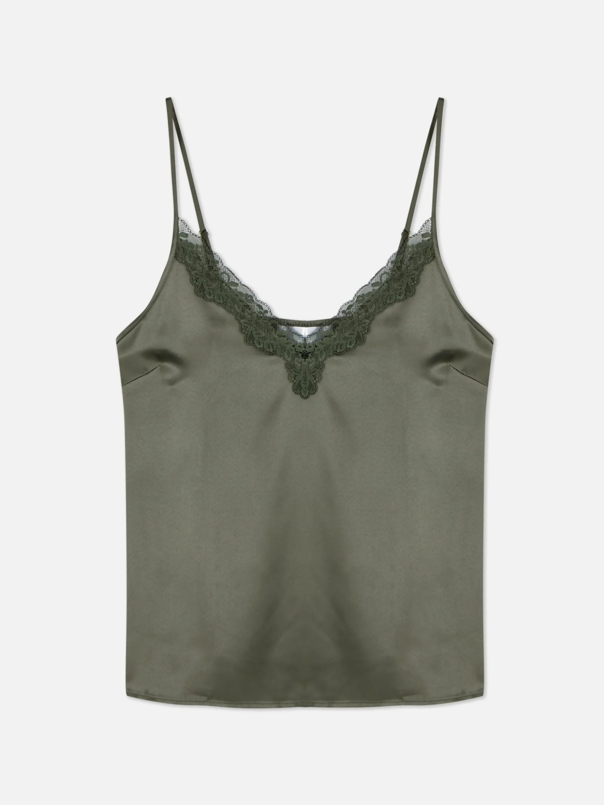 Hauts De Pyjama|Primark Caraco De Pyjama En Satin Et Dentelle à Coordonner Kaki