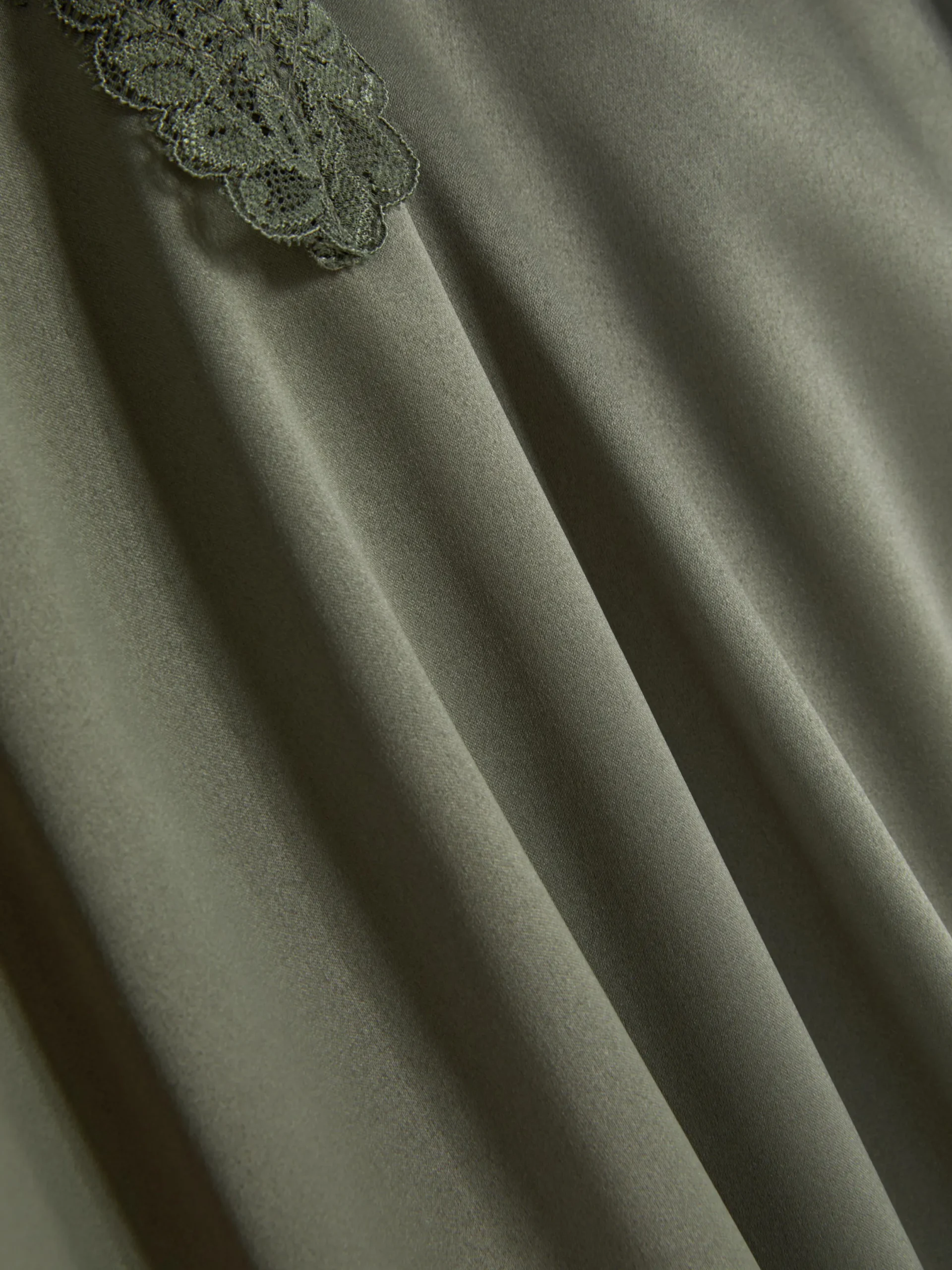 Hauts De Pyjama|Primark Caraco De Pyjama En Satin Et Dentelle à Coordonner Kaki