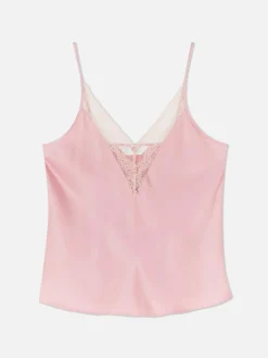 Hauts De Pyjama|Primark Caraco De Pyjama En Satin Avec Finitions En Dentelle Rose