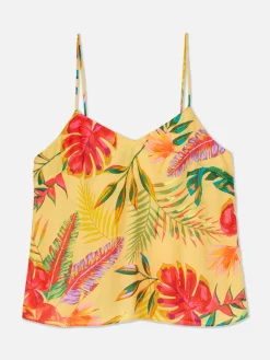 Hauts De Pyjama|Primark Caraco En Satin à Imprimé Floral Tropical Jaune