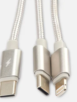 Chargeurs|Primark Câble De Chargeur 2-en-1 Argent