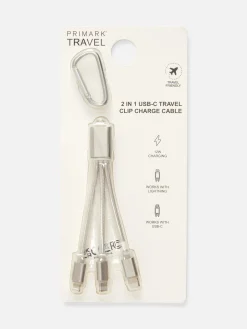 Chargeurs|Primark Câble De Chargeur 2-en-1 Argent