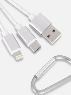 Chargeurs|Primark Câble De Chargeur 2-en-1 Argent