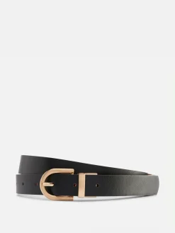 Ceintures|Primark Ceinture Réversible En Simili Cuir Noir
