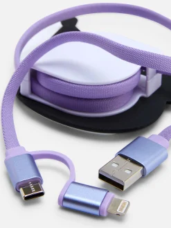 Chargeurs|Primark Chargeur Rétractable Hello Kitty Kuromi Noir