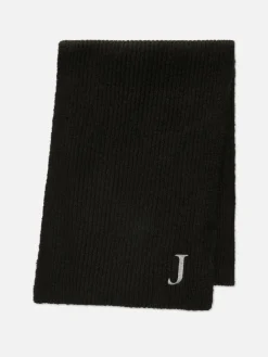 Chapeaux, Gants Et Écharpes|Primark Écharpe En Maille Côtelée à Initiale Brodée Noir