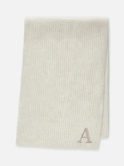 Chapeaux, Gants Et Écharpes|Primark Écharpe En Maille Côtelée à Initiale Brodée Crème