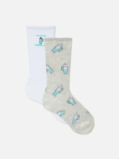 Chaussettes|Primark Chaussettes à Graphique Tasse Isotherme Blanc