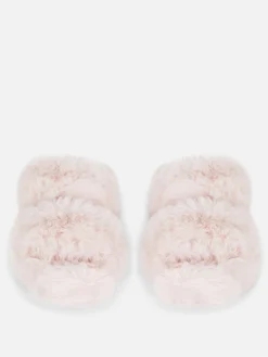 Chaussons|Primark Chaussons Duveteux à Double Bride Rose