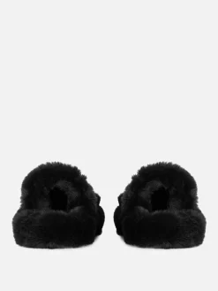 Chaussons|Primark Chaussons Duveteux à Double Bride Noir