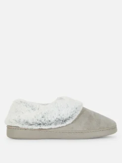 Chaussons|Primark Chaussons Mocassins Doublés En Fausse Fourrure Gris