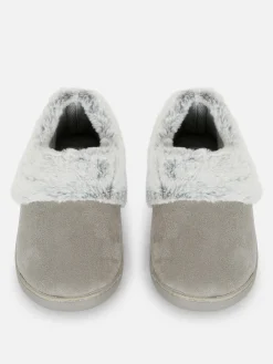 Chaussons|Primark Chaussons Mocassins Doublés En Fausse Fourrure Gris