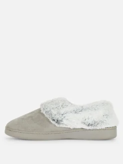 Chaussons|Primark Chaussons Mocassins Doublés En Fausse Fourrure Gris