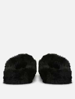 Beetlejuice|Accessoires Halloween|Primark Chaussons Mule Duveteux Beetlejuice Noir/Blanc