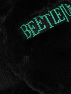 Beetlejuice|Accessoires Halloween|Primark Chaussons Mule Duveteux Beetlejuice Noir/Blanc