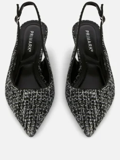 Chaussures À Talons|Primark Chaussures à Talon Bas Ouvert Avec Effet Bouclé Noir