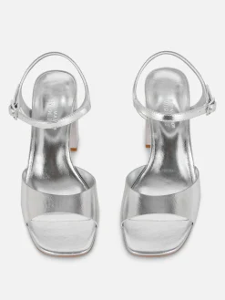 Chaussures À Talons|Primark Chaussures à Talons Carrés Et Bride Incurvée Coupe Large Argent