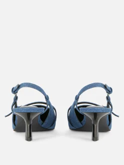 Chaussures À Talons|Denim|Primark Chaussures En Jean à Talon Bas Et Boucle Bleu foncé