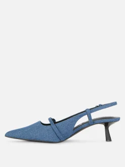 Chaussures À Talons|Denim|Primark Chaussures En Jean à Talon Bas Et Boucle Bleu foncé